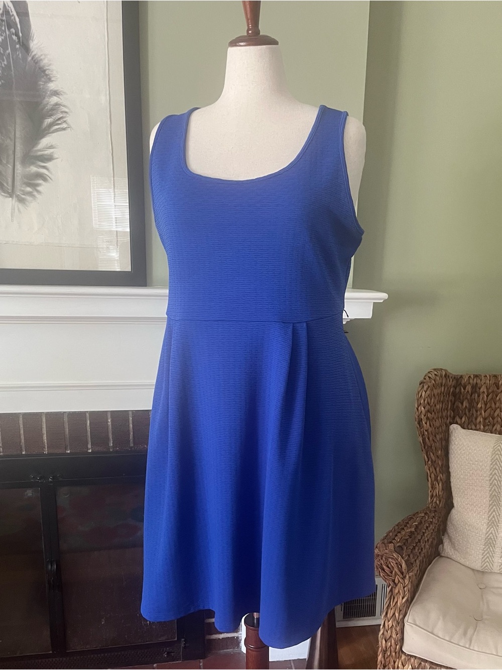 Lane Bryant Cobalt Blue Textured Fit & Flare Dress | Size 16